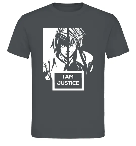 Мужская футболка death note L i am justice Графит фото