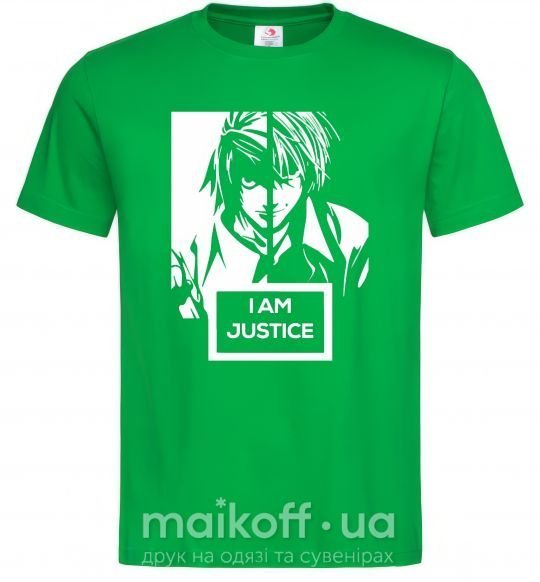 Чоловіча футболка death note L i am justice Зелений фото