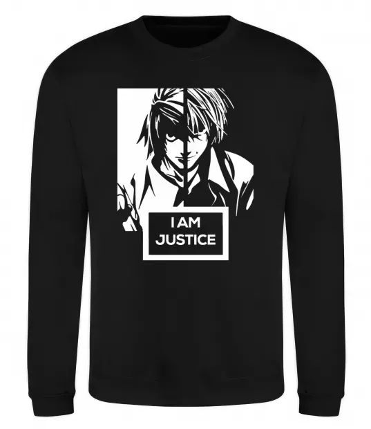 Свитшот death note L i am justice Черный фото