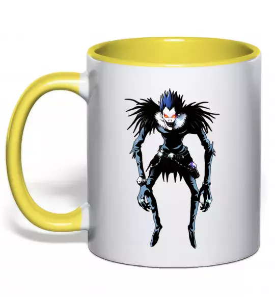 Чашка з кольоровою ручкою Рюк Зошит Смерті Сонячно жовтий фото