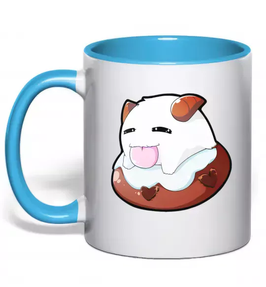 Чашка з кольоровою ручкою League of legends Poro Блакитний фото