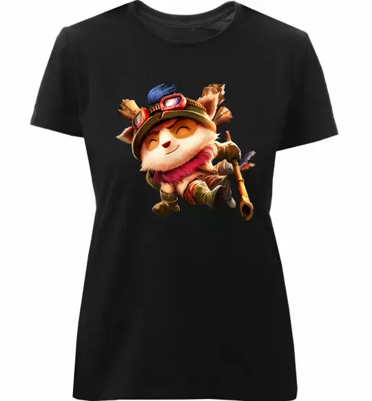 Женская премиум футболка League of legends Teemo Черный фото