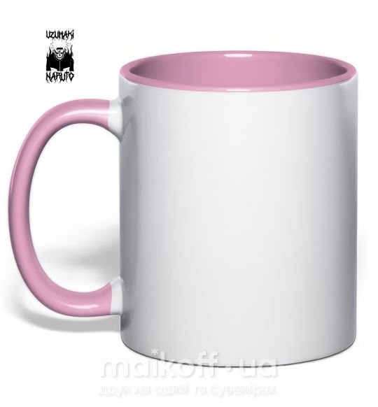 Чашка з кольоровою ручкою Naruto череп чб Ніжно рожевий фото