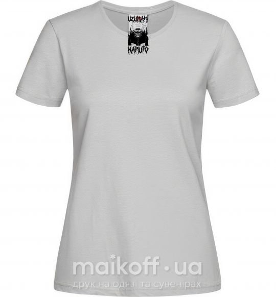 Жіноча футболка Naruto череп чб Сірий фото