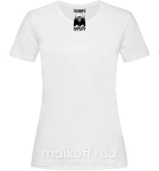 Жіноча футболка Naruto череп чб Білий фото