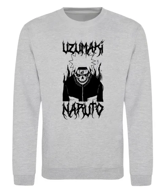 Свитшот Naruto череп чб Серый меланж фото