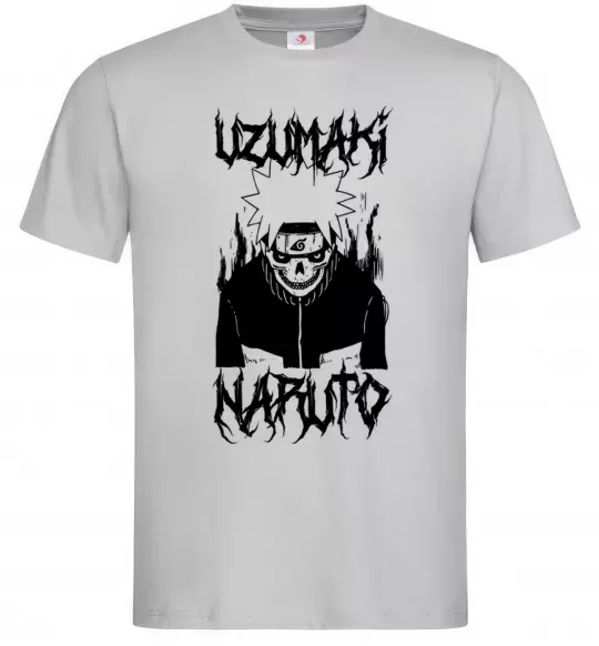 Чоловіча футболка Naruto череп чб Сірий фото