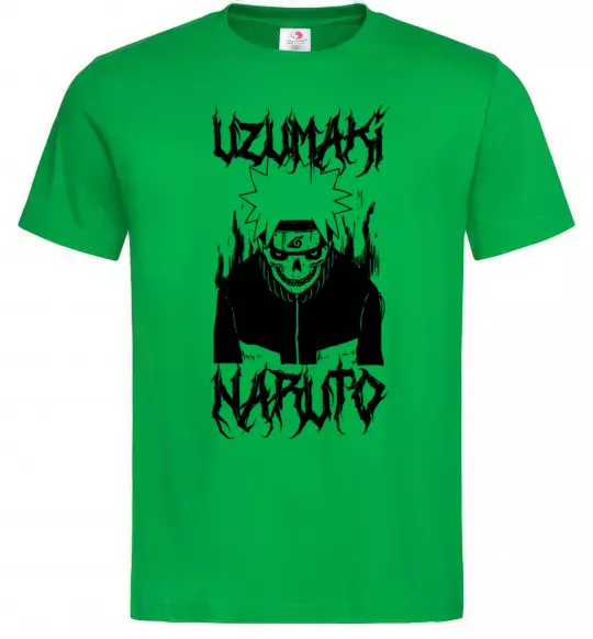 Чоловіча футболка Naruto череп чб Зелений фото
