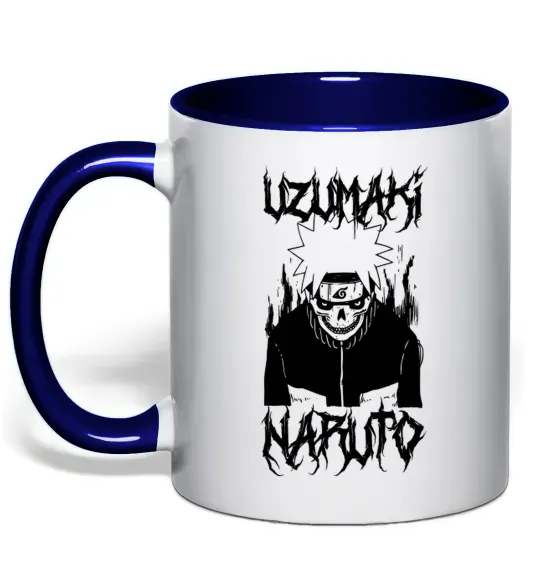 Чашка з кольоровою ручкою Naruto череп чб Глибокий темно-синій фото