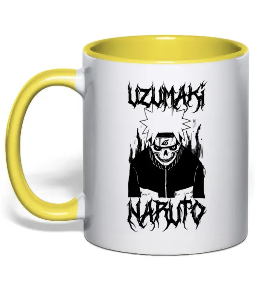 Чашка з кольоровою ручкою Naruto череп чб Лимонний фото