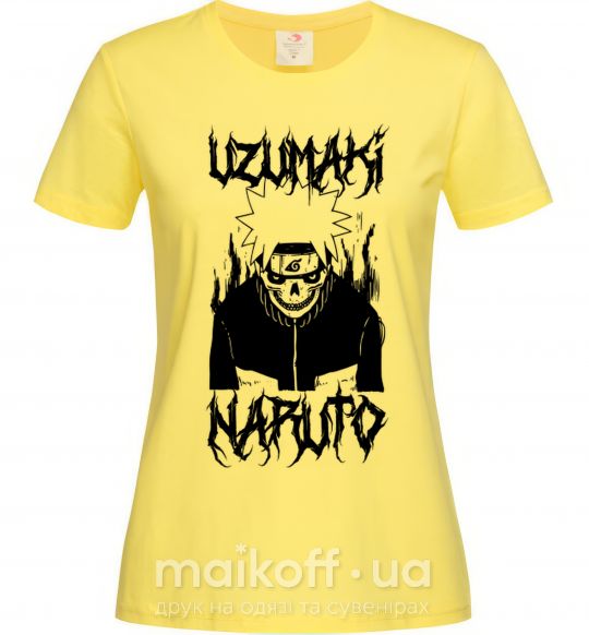 Жіноча футболка Naruto череп чб Лимонний фото
