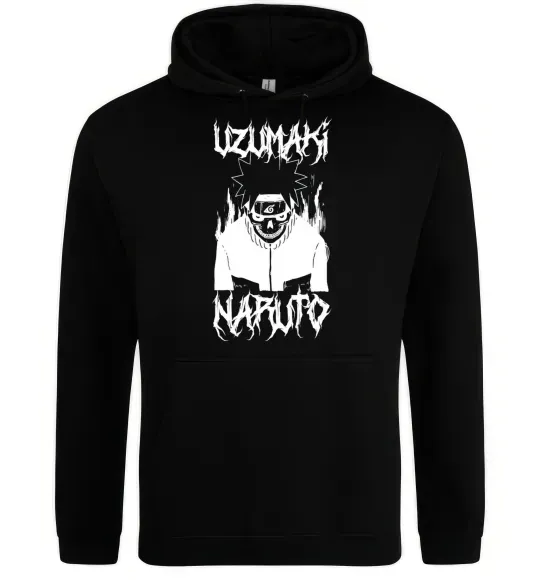 Чоловіча толстовка (худі) Naruto череп чб Чорний фото