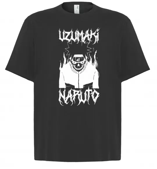 Футболка Оверсайз Naruto череп чб Чорний фото