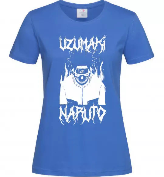 Женская футболка Naruto череп чб Ярко-синий фото