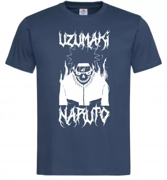 Чоловіча футболка Naruto череп чб Темно-синій фото