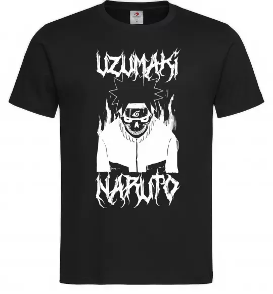 Чоловіча футболка Naruto череп чб Чорний фото