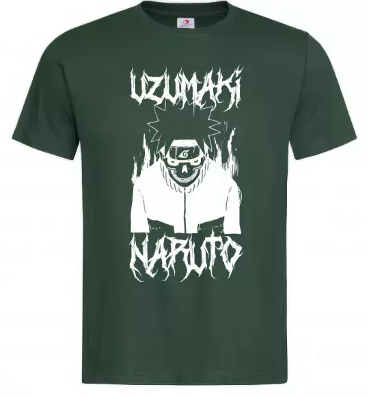 Чоловіча футболка Naruto череп чб Темно-зелений фото