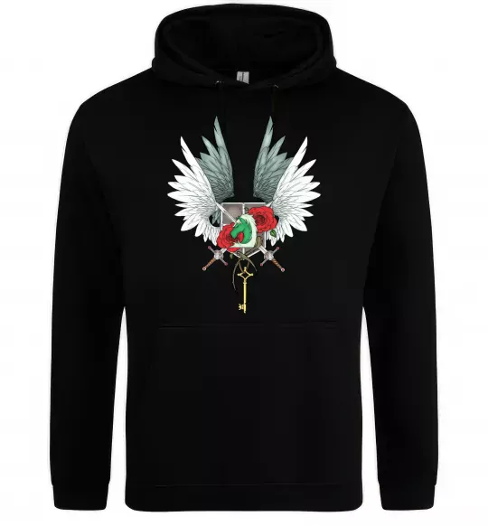 Мужская толстовка (худи) Атака титанів герби Черный фото