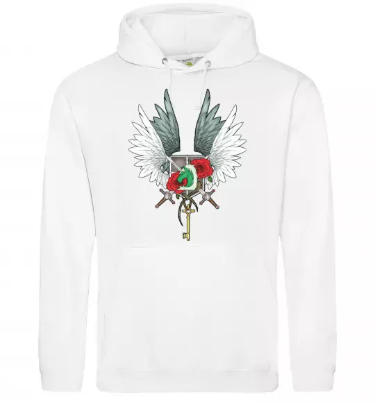 Мужская толстовка (худи) Атака титанів герби Белый фото