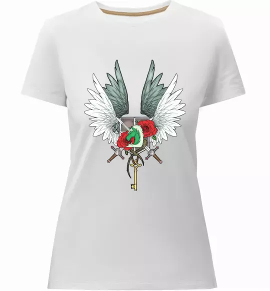 Жіноча преміум футболка Атака титанів герби Білий фото