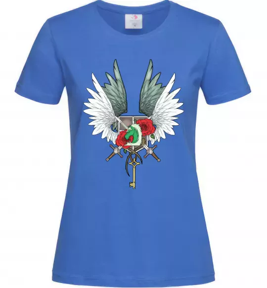 Жіноча футболка Атака титанів герби Яскраво-синій фото