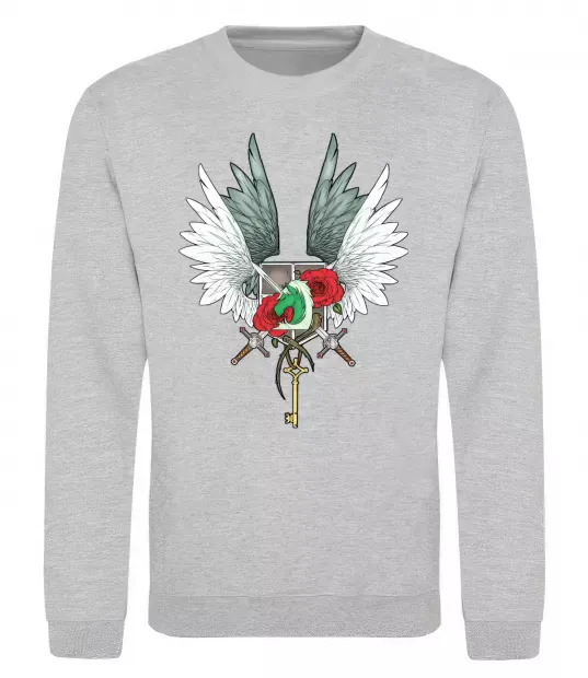 Світшот Атака титанів герби Сірий меланж фото