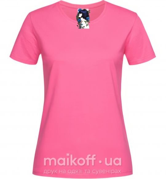 Женская футболка Эл в розах Тетрадь смерти Ярко-розовый фото