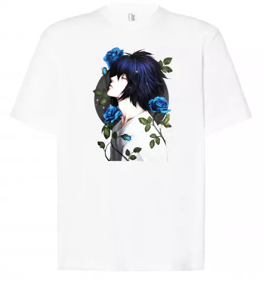 Футболка Оверсайз Ел в трояндах Зошит смерті Білий фото