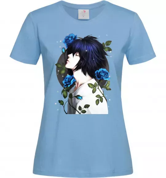 Жіноча футболка Ел в трояндах Зошит смерті Блакитний фото