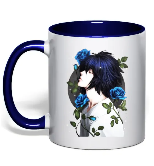 Чашка с цветной ручкой Ел в трояндах Зошит смерті Глубокий темно-синий фото