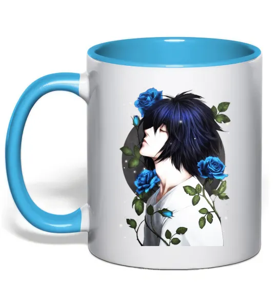 Чашка с цветной ручкой Ел в трояндах Зошит смерті Голубой фото