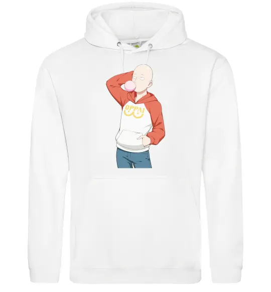 Чоловіча толстовка (худі) One Puch man oppai Білий фото