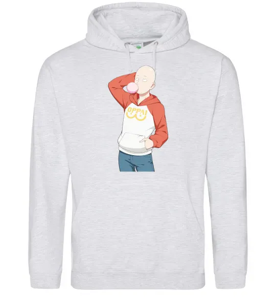 Чоловіча толстовка (худі) One Puch man oppai Сірий меланж фото