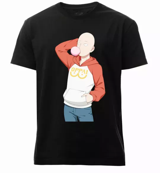 Мужская премиум футболка One Puch man oppai Черный фото