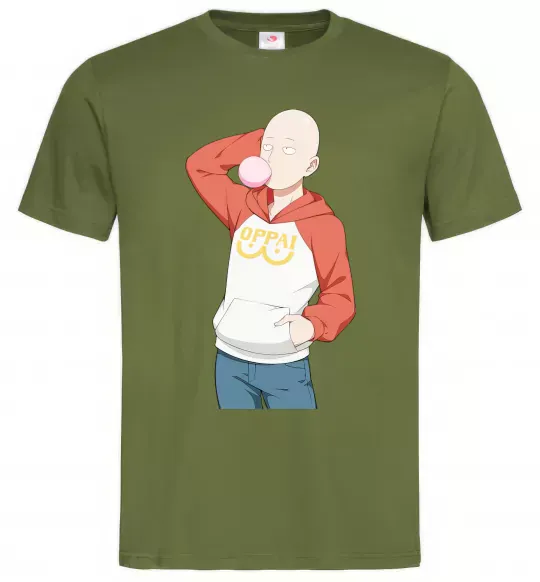 Чоловіча футболка One Puch man oppai Оливковий фото