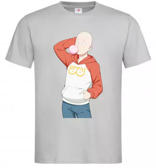 Чоловіча футболка One Puch man oppai Сірий фото
