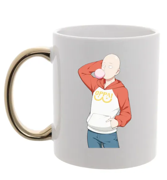 Чашка с цветной ручкой One Puch man oppai Золото фото