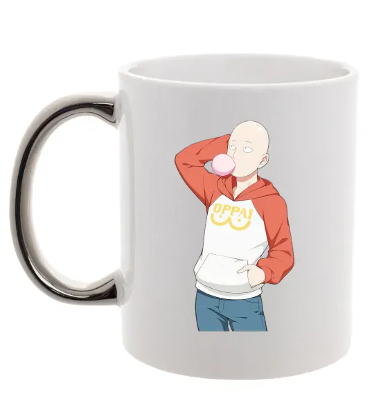 Чашка с цветной ручкой One Puch man oppai Серебро фото