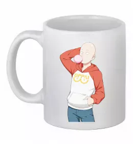 Чашка керамическая One Punch Man yellow Белый фото