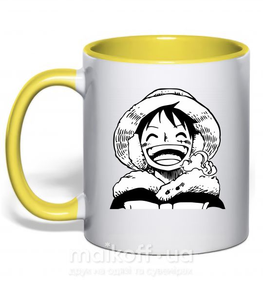 Чашка з кольоровою ручкою One Piece чб Сонячно жовтий фото