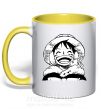 Чашка с цветной ручкой One Piece чб Солнечно желтый фото