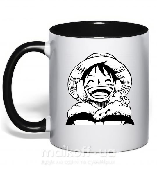 Чашка з кольоровою ручкою One Piece чб Чорний фото