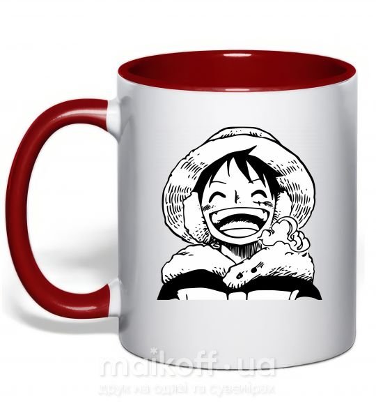 Чашка з кольоровою ручкою One Piece чб Червоний фото