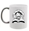 Чашка с цветной ручкой One Piece чб Серебро Чашка с цветной ручкой One Piece чб Серебро фото