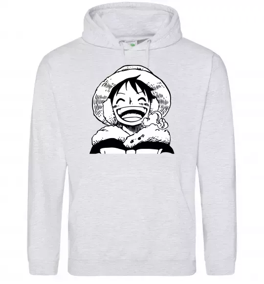Женская толстовка (худи) One Piece чб Серый меланж фото