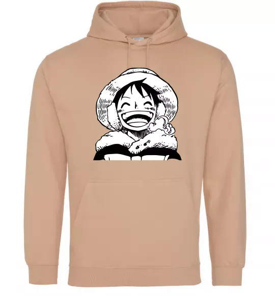 Женская толстовка (худи) One Piece чб Песочный фото