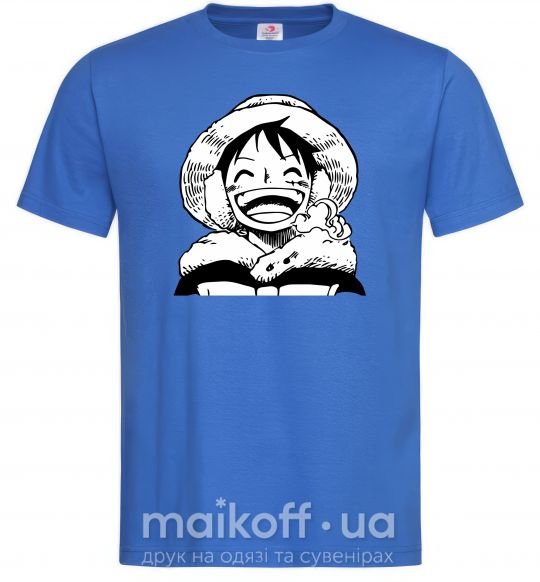 Мужская футболка One Piece чб Ярко-синий фото