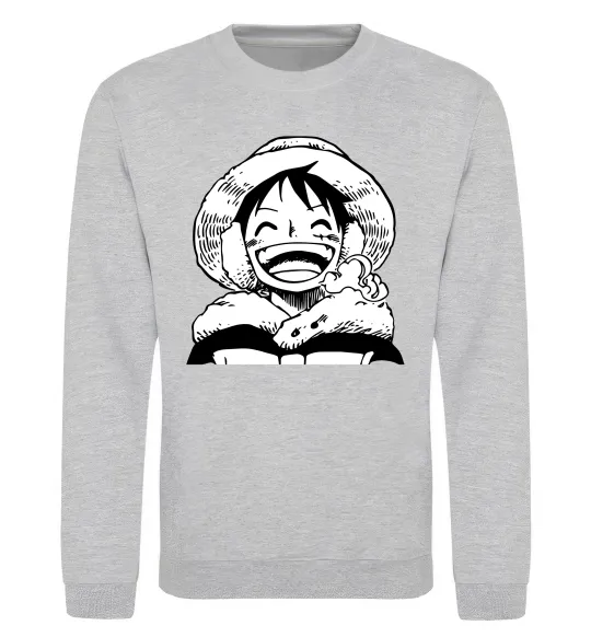 Свитшот One Piece чб Серый меланж фото