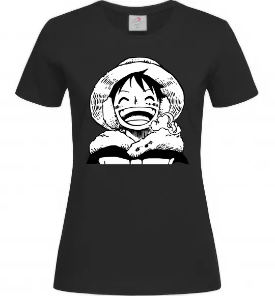 Женская футболка One Piece чб Черный фото