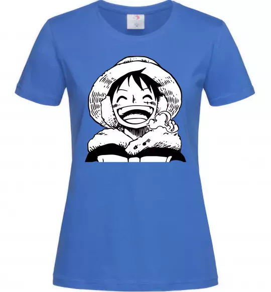 Женская футболка One Piece чб Ярко-синий фото